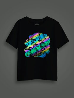 Cute Mermaid Rainbow Reflective Kids Glow Tshirt