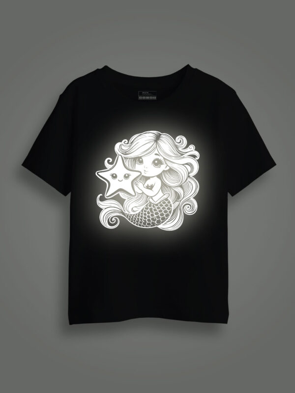 Cute Mermaid Reflective Kids Glow Tshirt